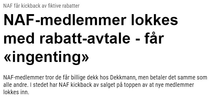 Dekktestene er en viktig inntektskilde for NAF, men medlemmene blir ikke informert